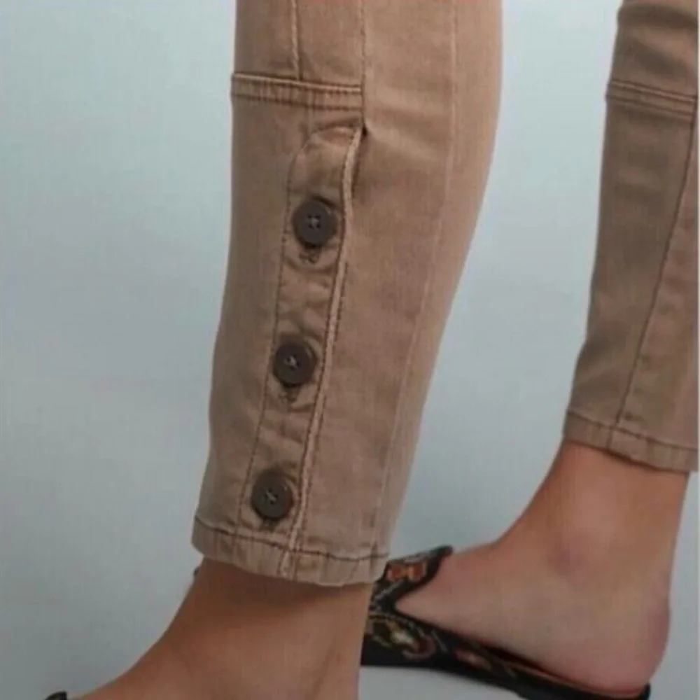 By Anthropologie Ona Skinny Leg Utility Pants Button Ankle Size 26